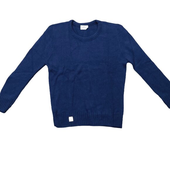 Vintage 1940s-1950s Navy Blue Long Sleeve Knit Crewneck Sweater Sz Medium - Picture 2 of 7
